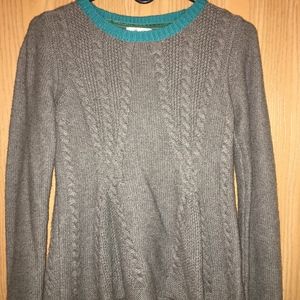 Grey wool long-sleeved peplum top